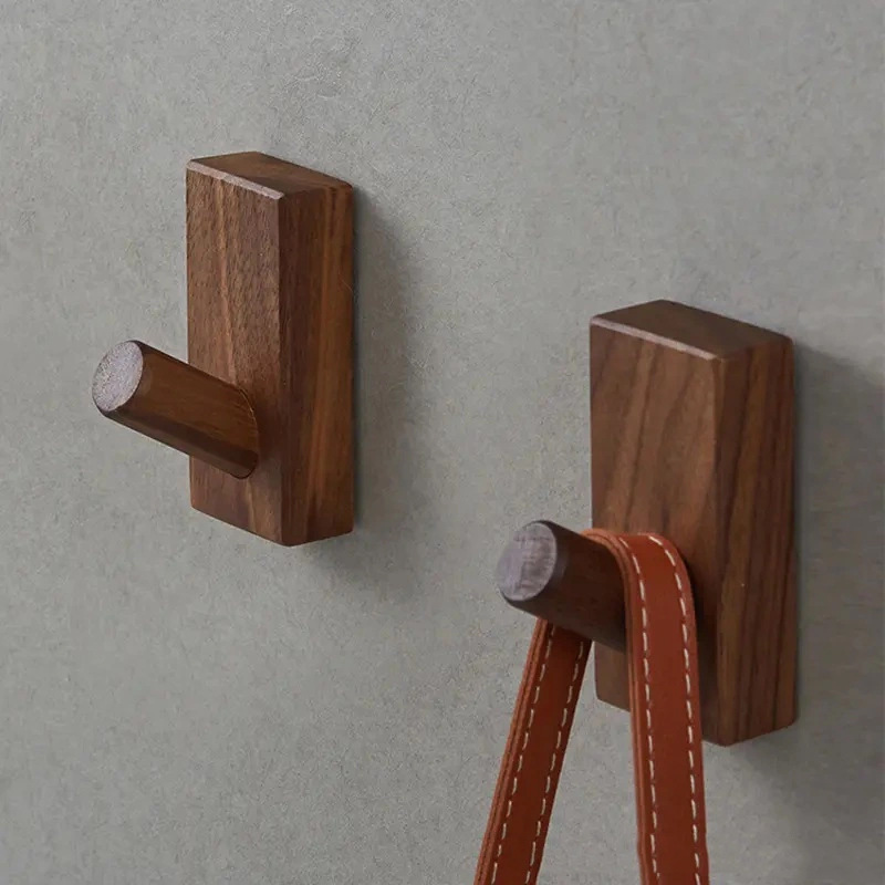 Natural Minimalist Design Decorative Wall Mounted Wooden Coat Hook Hat Hanger