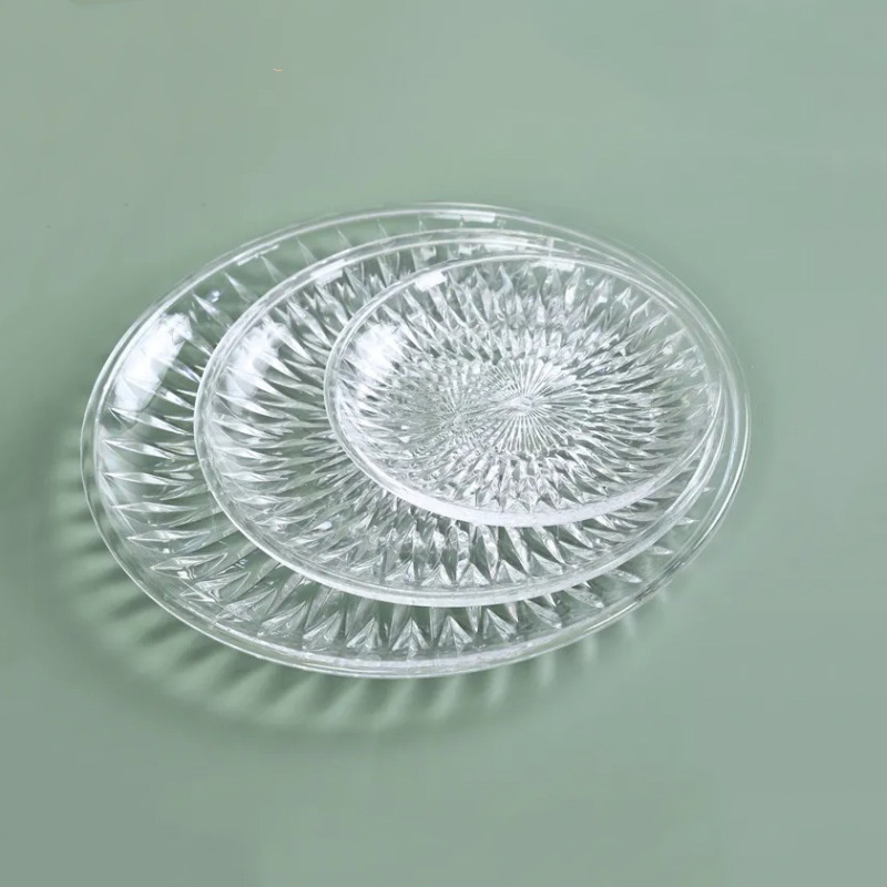 Cheap Plastic Reusable Christmas Plates Clear Acrylic Candy Cake Dishes