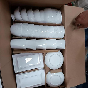 Cheap Price White Ceramic Stock Tableware Plates Dinner Dishes Porcelain Dinnerware Bowl Factory Direct Sell By Carton