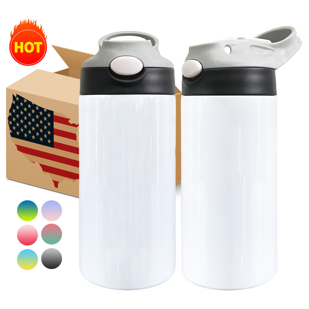 Yipai USA Warehouse DIY blank sublimation white 20 oz 12oz Kids Vacuum Insulated straight water tumbler bottle Kids sippy cup