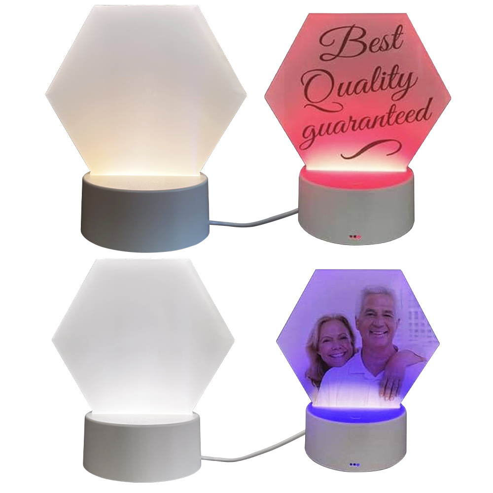 DIY Photo panel Valentine's Day Gifts White Night LED Sublimation blank acrylic frame with table lamp led night light