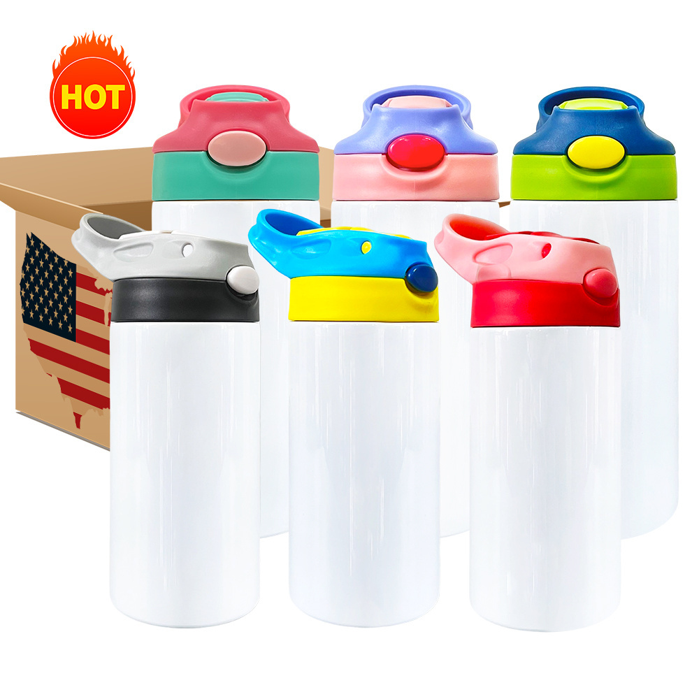 Yipai USA Warehouse DIY blank sublimation white 20 oz 12oz Kids Vacuum Insulated straight water tumbler bottle Kids sippy cup