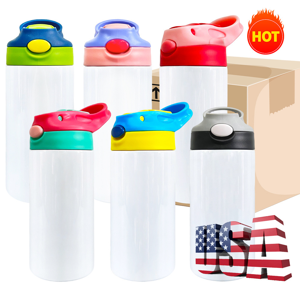 USA warehouse 12oz 20oz kids baby children straight Blanks sublimation tumblers water bottle for White Sublimation Transfer