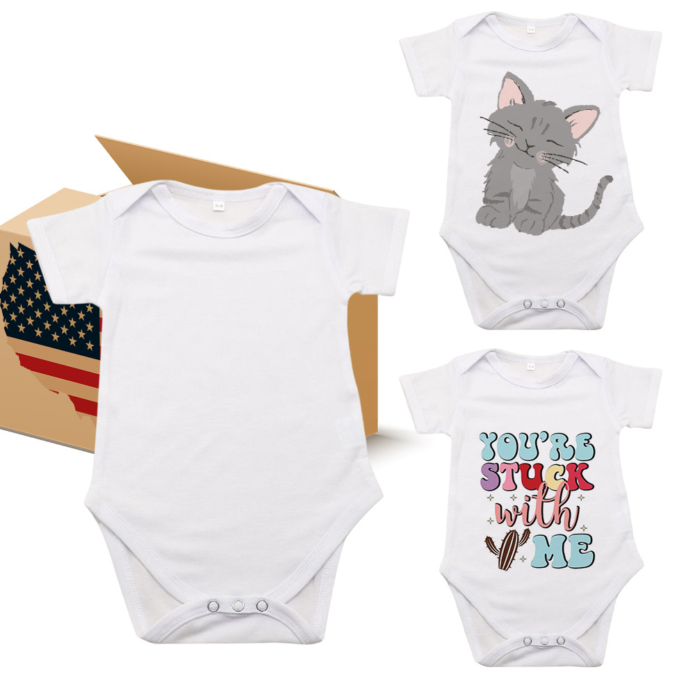 Ready to ship USA 0-12 months infant and toddler clothing Sublimation Blanks 100% polyester baby onesie for customized gifts