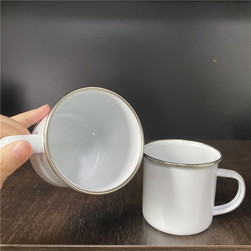 11oz 12oz enamel Camping tin white DIY blanks Sublimation tea water coffee beer travel Drinking cups for heat press printing