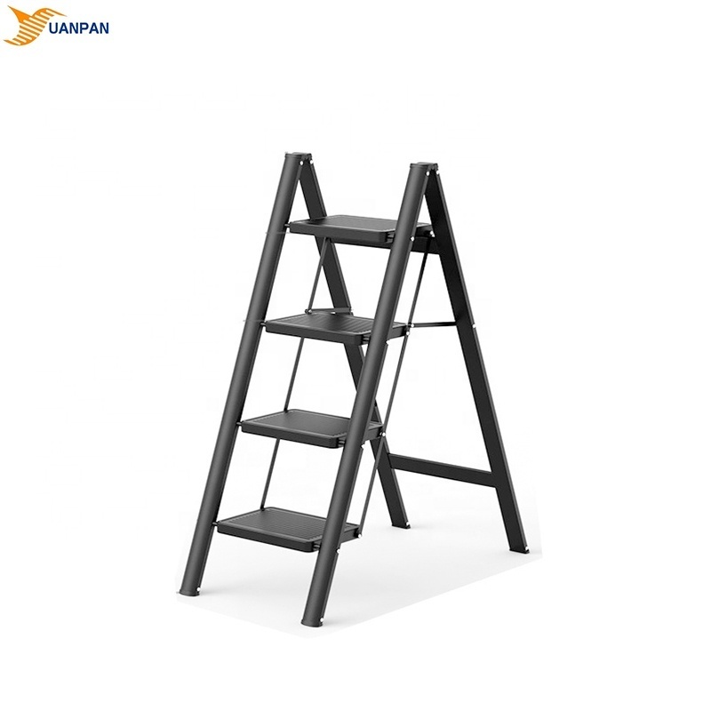 Custom Logo 4 Step Iron Metal House compact folding ladder