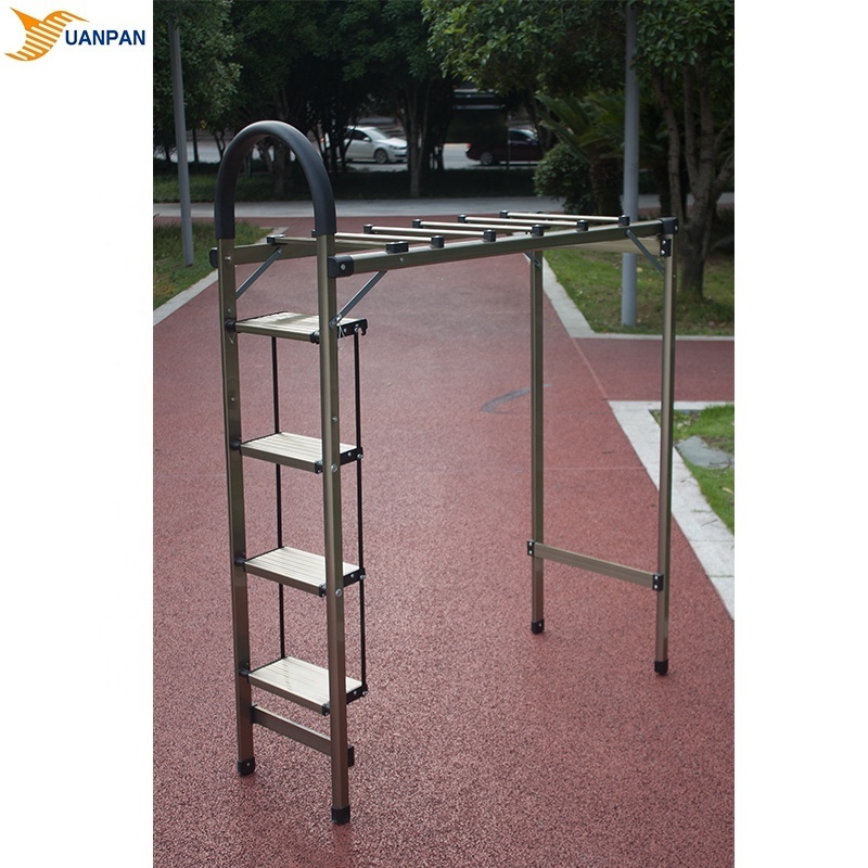 2.8FT Hanger 4 Steps Aluminum Multi-Functional Folding Metal Clothes Drying Ladder Scaffold Tower Racks