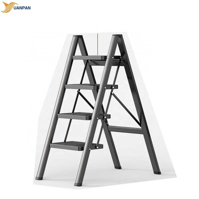 Custom Logo 4 Step Iron Metal House compact folding ladder