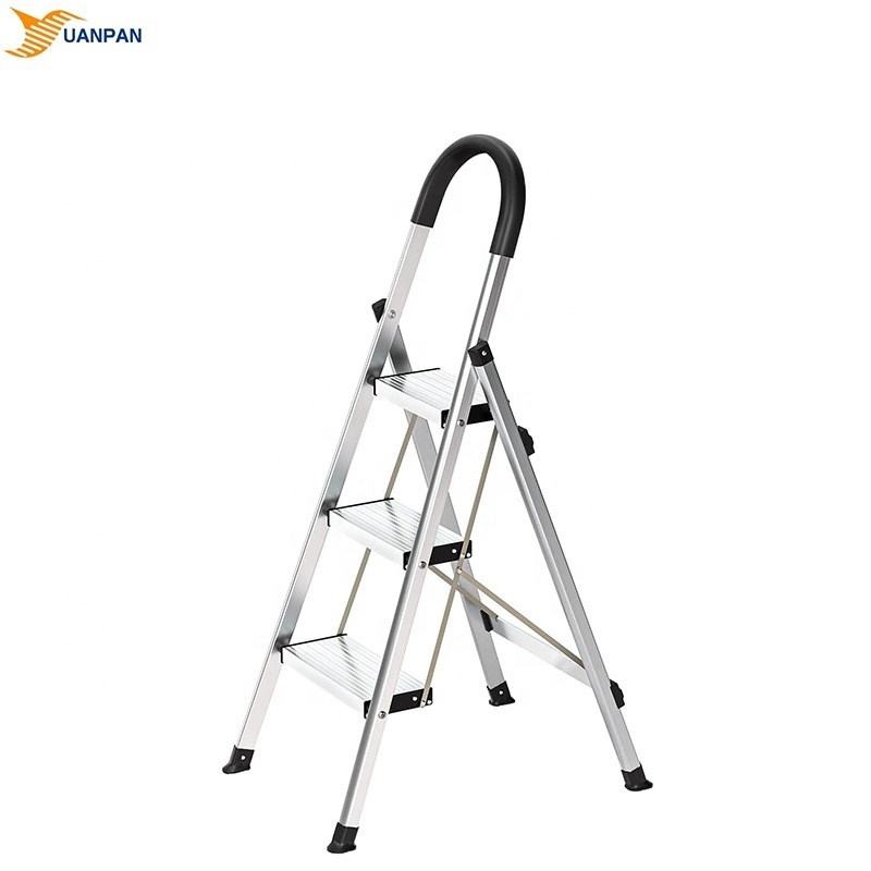 Tools Non-Slip Aluminum Folding Stepladder Portable 3 Steps Metal Stage Stairs Design