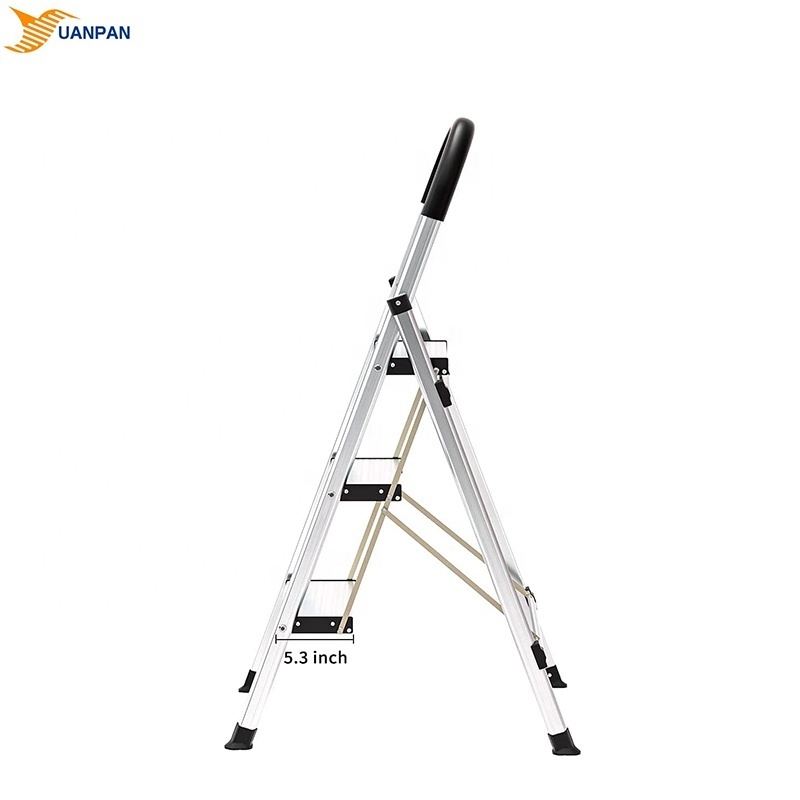 Tools Non-Slip Aluminum Folding Stepladder Portable 3 Steps Metal Stage Stairs Design