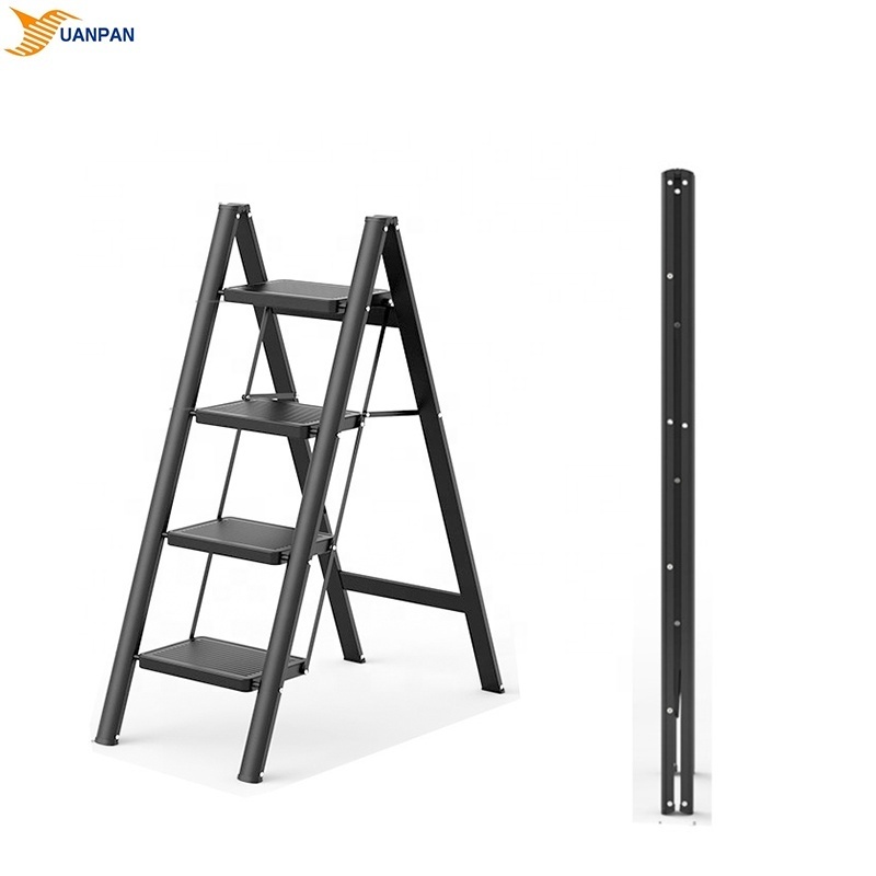 Custom Logo 4 Step Iron Metal House compact folding ladder