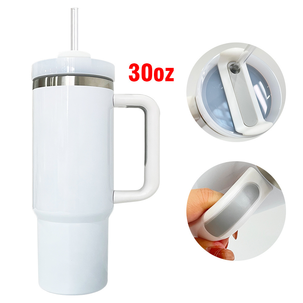 USA warehouse  H2.0 30oz 40oz glossy white  blanks sublimation stainless steel vacuum insulated tumbler for diy printing