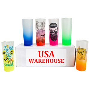 USA warehouse BPA free blank sublimation 2.5 OZ frosted gradient ombre Shot glass for sublimation and customization