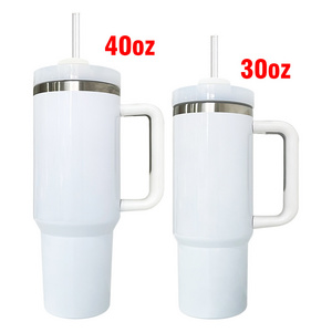 USA warehouse  H2.0 30oz 40oz glossy white  blanks sublimation stainless steel vacuum insulated tumbler for diy printing