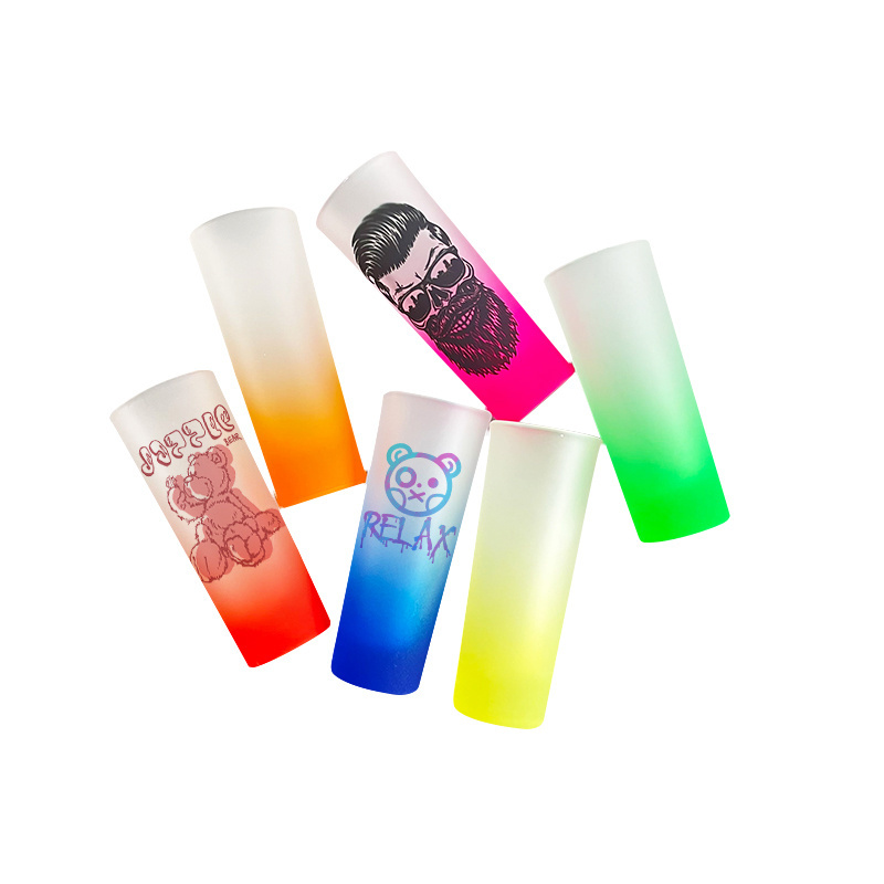 USA warehouse BPA free blank sublimation 2.5 OZ frosted gradient ombre Shot glass for sublimation and customization