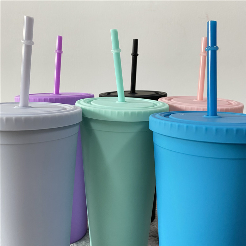 BPA Free Reusable Drinking Cup Matte Plastic Bulk Tumblers With Lids And Straws For Vinyl Diy Gifts 22oz Pastel Matte Colored