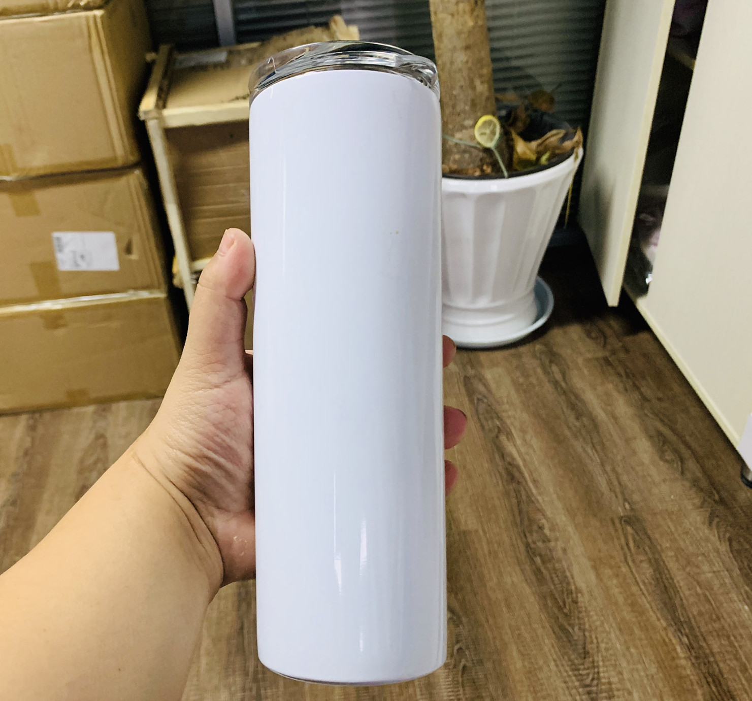 USA Warehouse 600ml Slim Double walled Water coffee Stainless steel Skinny Sublimation blanks straight tumbler 20oz for Wine