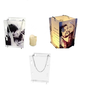 newest blank sublimation acrylic lantern with LED candle light for memorial gifts and home decoration