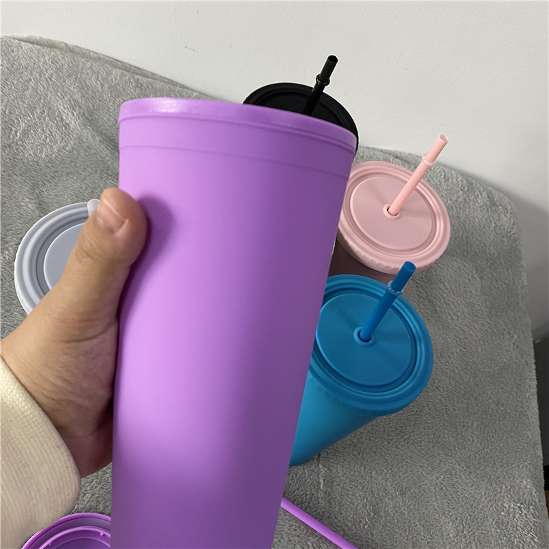 BPA Free Reusable Drinking Cup Matte Plastic Bulk Tumblers With Lids And Straws For Vinyl Diy Gifts 22oz Pastel Matte Colored