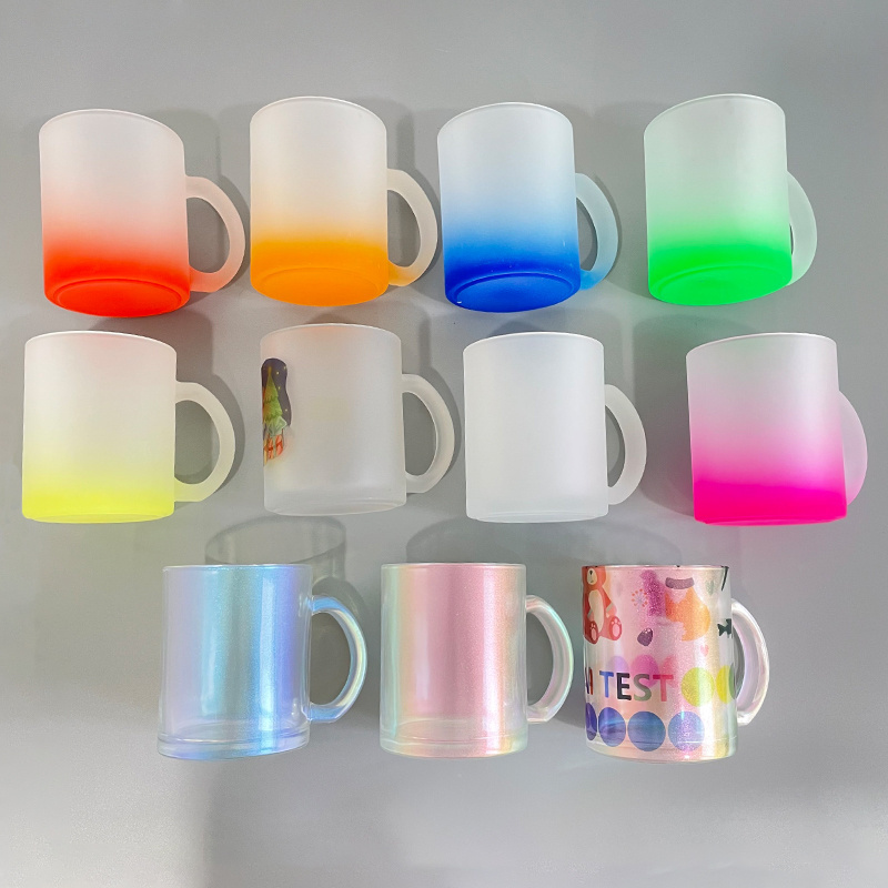 11oz clear Tea Glasses frosted glass mug blank sublimation glass cup with Convenient Handle For Heat Press Printing