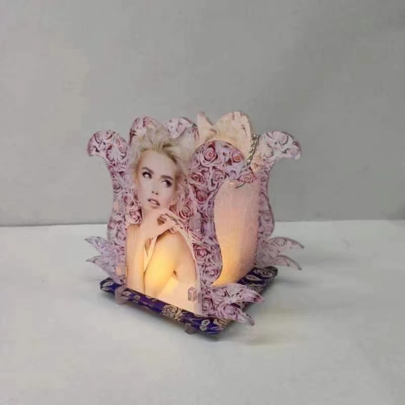 newest blank sublimation acrylic lantern with LED candle light for memorial gifts and home decoration