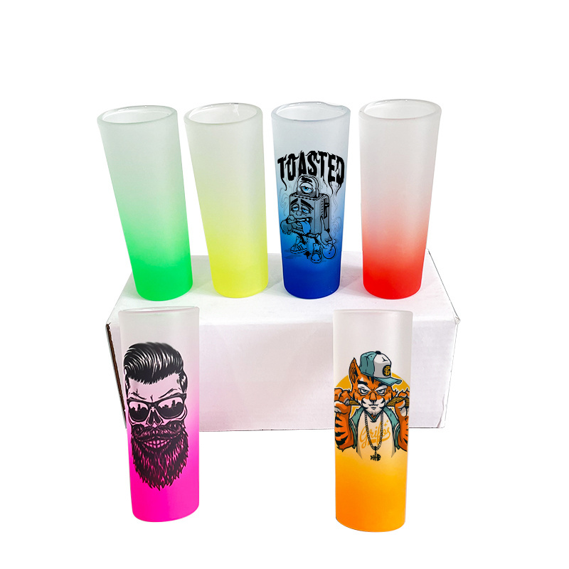 USA warehouse BPA free blank sublimation 2.5 OZ frosted gradient ombre Shot glass for sublimation and customization