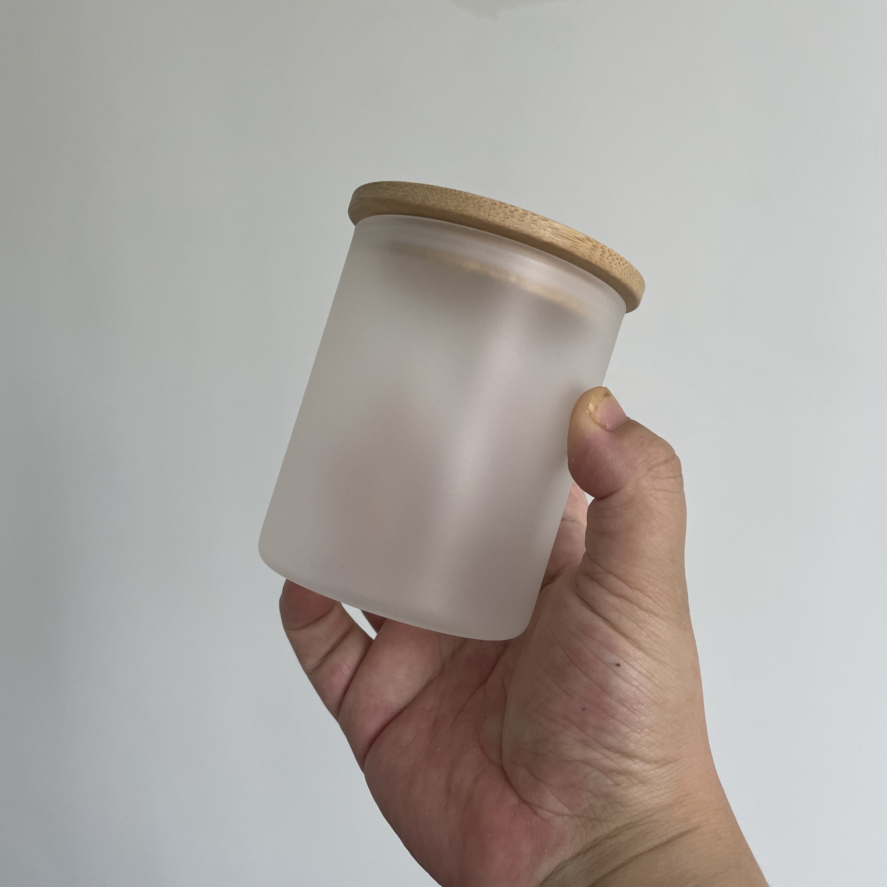 blank sublimation 9oz 270ml candle holder Container glass jar clear frosted with bamboo lid for White Sublimation Transfer