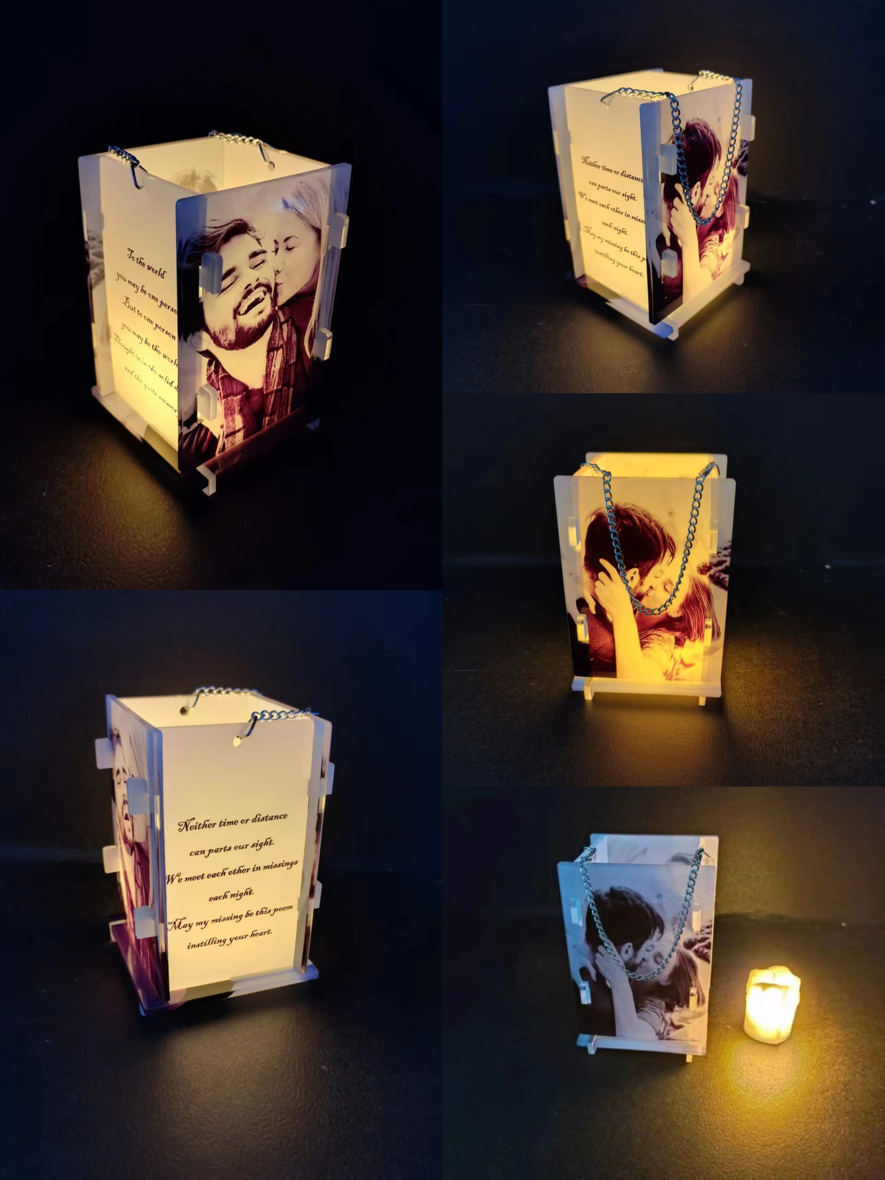 newest blank sublimation acrylic lantern with LED candle light for memorial gifts and home decoration