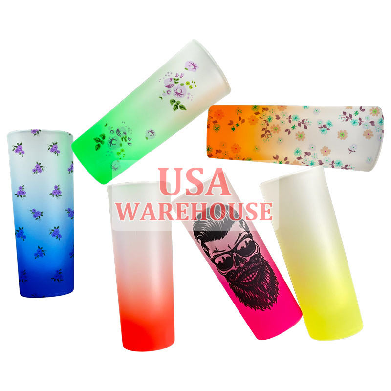 USA warehouse Ombre Sublimation Tumbler Whiskey Cocktail Glasses colored shot glasses Personalize  Multicolored  shot glass