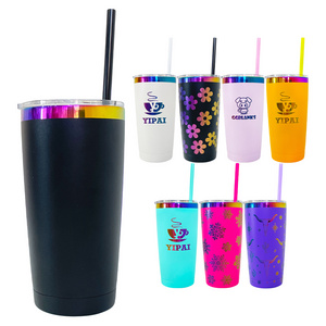 custom laser engraved 20oz tumbler vacuum insulated colorful holographic rainbow plated 20oz tumbler mugs cups