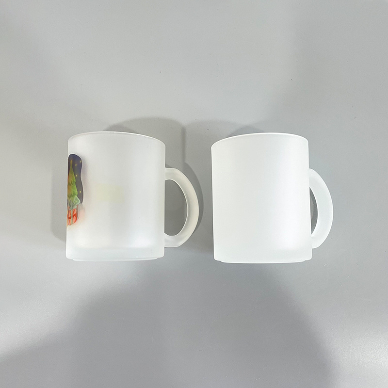 11oz clear Tea Glasses frosted glass mug blank sublimation glass cup with Convenient Handle For Heat Press Printing