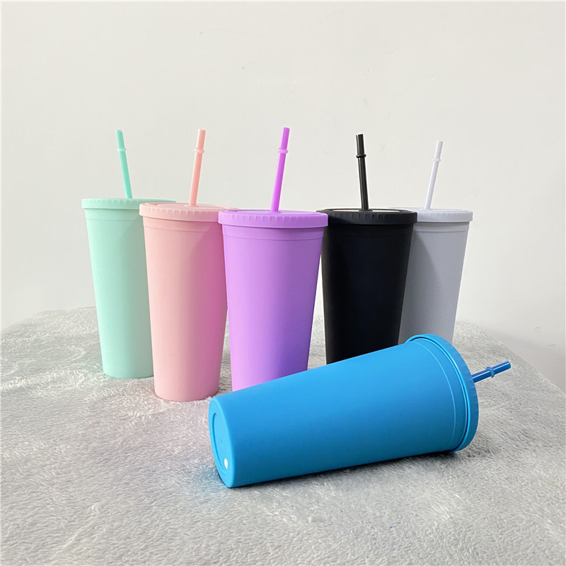 BPA Free Reusable Drinking Cup Matte Plastic Bulk Tumblers With Lids And Straws For Vinyl Diy Gifts 22oz Pastel Matte Colored