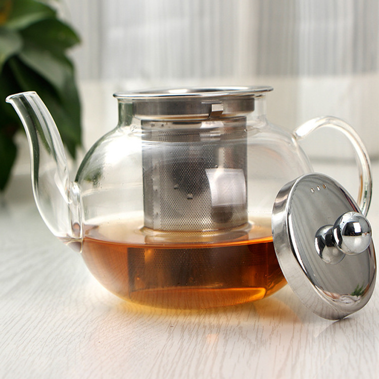 Flower glass teapot  water jug water pitcher tea set with glass lid and metal infuser