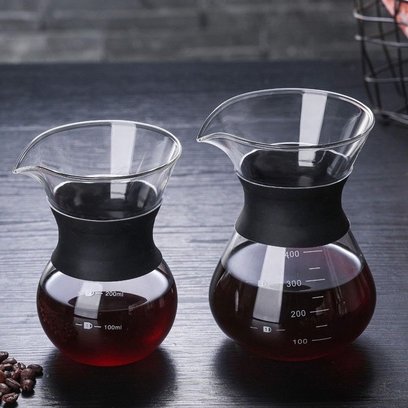 free sample 1 Set Pour Over Coffee Dripper Maker Glass teapot Coffee Brewer with Stainless Steel Filter Hand