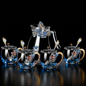 Creative Enamel coloured water cup crystal gift coffee jug juice jug tea jug set