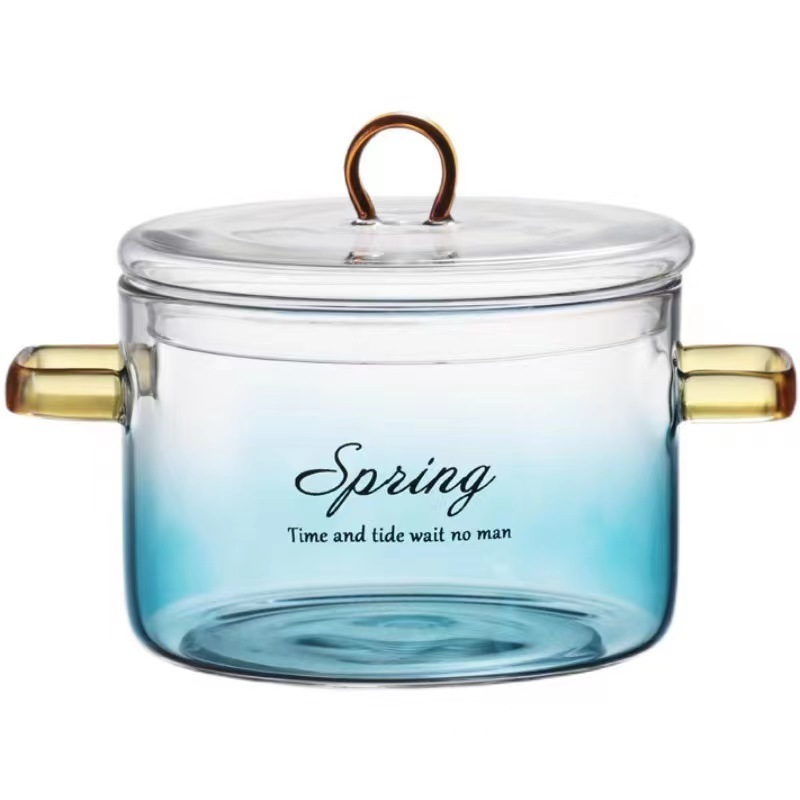 transparent clear glass cooking pot heat resistant glass cooking pot