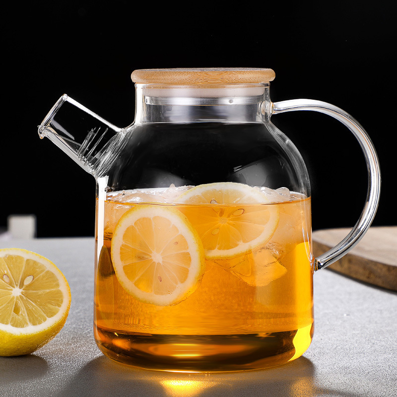 900ml Kettle transparent glass teapot flower teapot spring filter glass bamboo lid pot thickened teapot