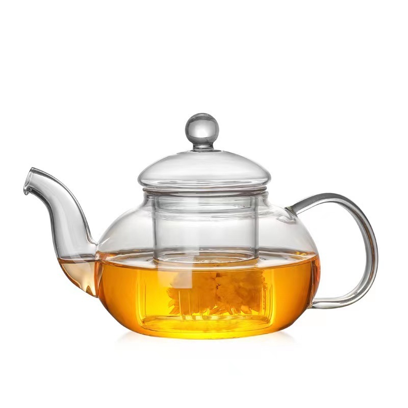 1000ml Clear transparent thickness  High Borosilicate  Teapot With Infuser Teapot heat resistant glass teapot jug kettle