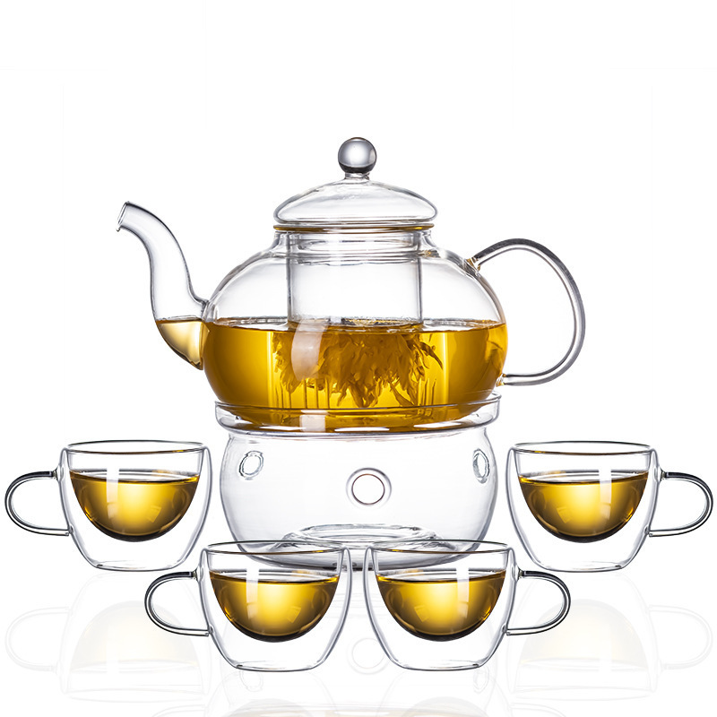 1000ml Clear transparent thickness  High Borosilicate  Teapot With Infuser Teapot heat resistant glass teapot jug kettle