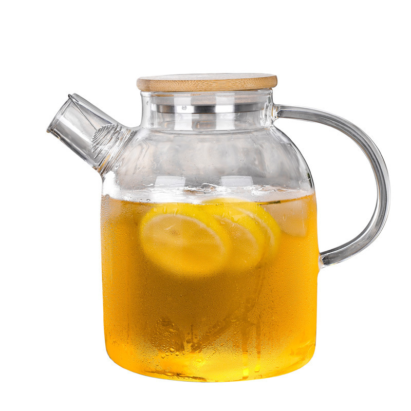 900ml Kettle transparent glass teapot flower teapot spring filter glass bamboo lid pot thickened teapot