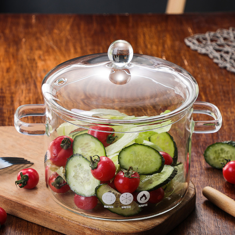 transparent clear glass cooking pot heat resistant glass cooking pot