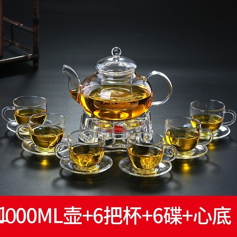 1000ml Clear transparent thickness  High Borosilicate  Teapot With Infuser Teapot heat resistant glass teapot jug kettle