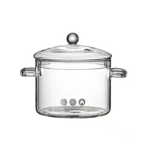 transparent clear glass cooking pot heat resistant glass cooking pot