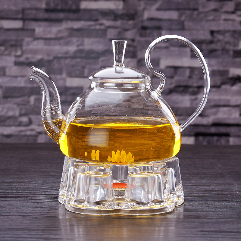 Home high borosilicate glass flower teapot high handle with filter teapot can be heated by electric ceramic oven