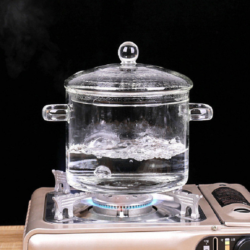 transparent clear glass cooking pot heat resistant glass cooking pot