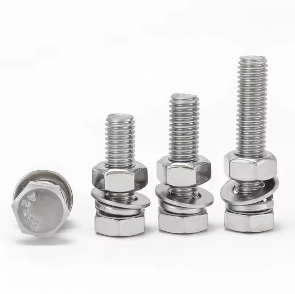 fasteners stainless steel 304 bolt din933 din934 hex bolt with nut and washer ISO4017