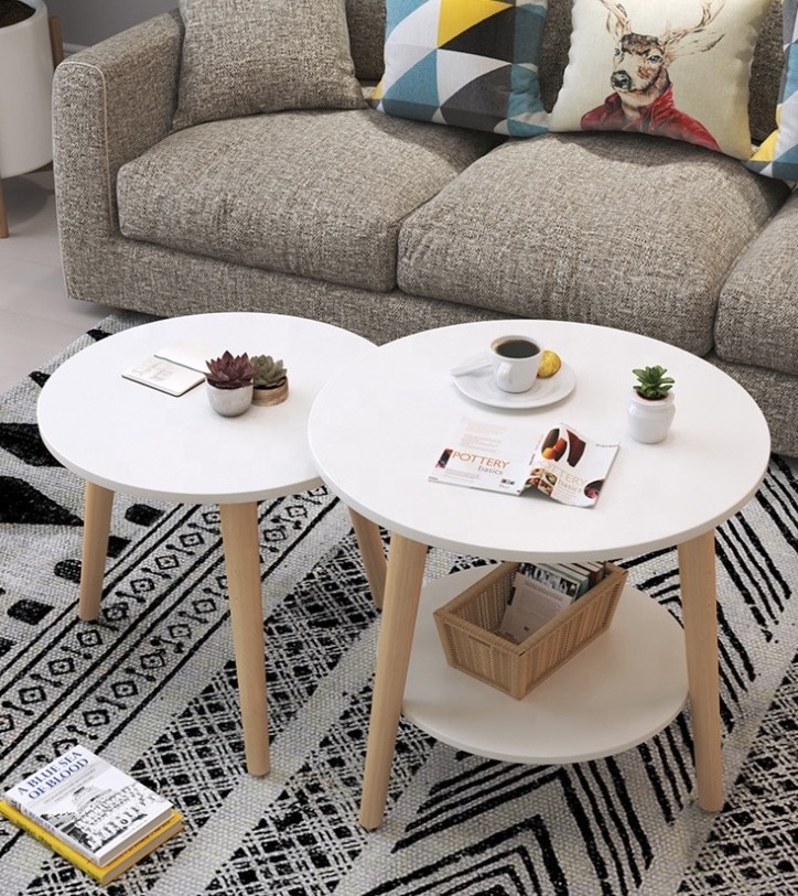 Coffee Table With Wooden Leg Nordic Style  Design Living Room