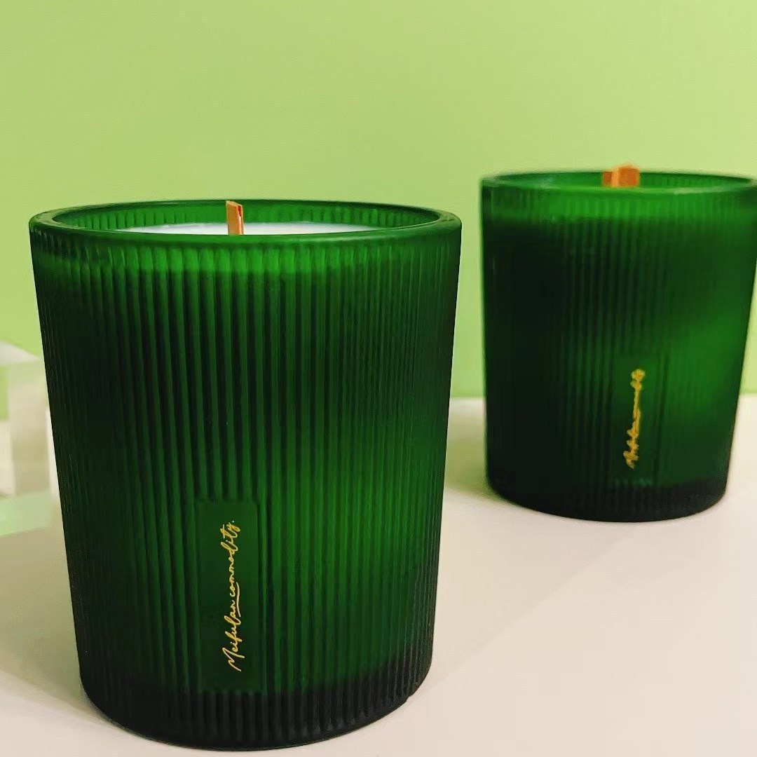 Green cup soybean candle pure plant sandalwood wood core essential oil fragrance scented candle