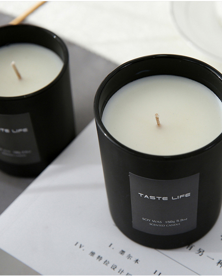 Free sample popular scented candles black jar small home fragrance scented candle