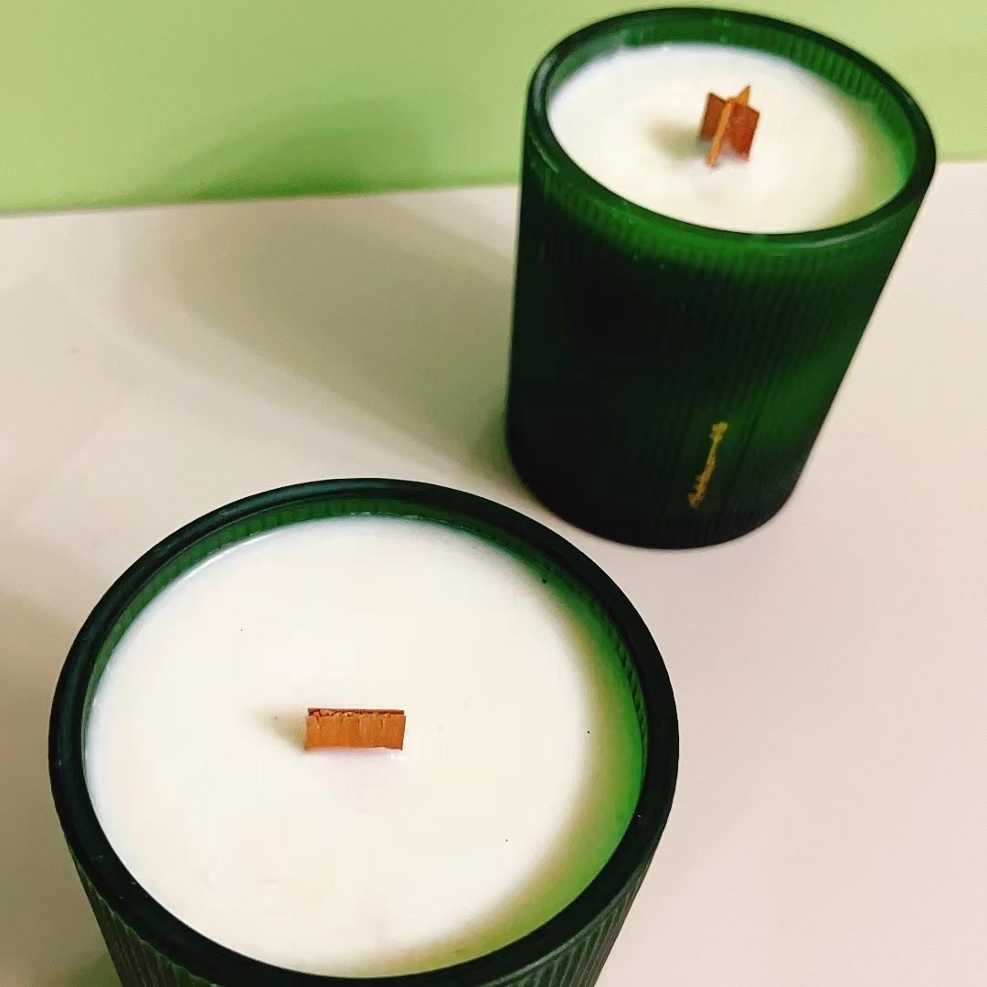 Green cup soybean candle pure plant sandalwood wood core essential oil fragrance scented candle